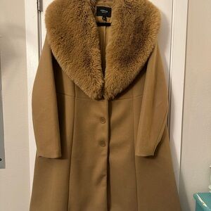 Torrid Camel Coat with Faux Fur Collar